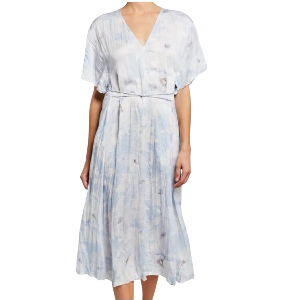 VINCE painted magnolia v-neck midi dress belted floral blue Size‎ XS
